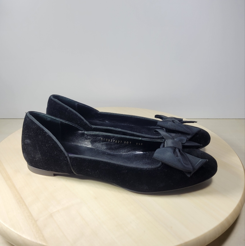 Ralph Lauren Black Velvet Bow Flats Women's Size 8.5